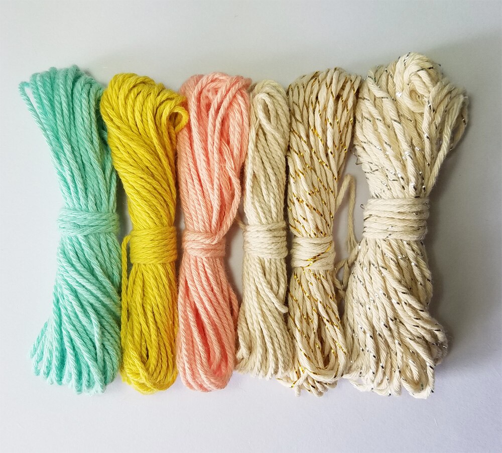 Mixed colourful Cotton twine cords 50m-100m/lot macrame rope string thread packing decoration DIY