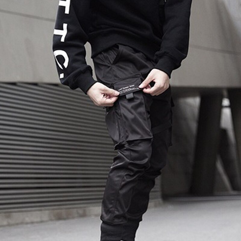 Pantalones Joggers de Hip Hop de otoño para hombres, pantalones Streetwear Cargo, monos, pantalones de negros, pantalones hasta el tobillo con bolsillos holgados