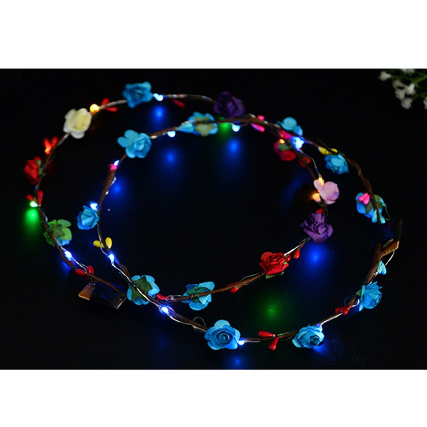 Frauen Mädchen glühend Kranz Krone Blume Stirnband LED Licht hoch Haar Kranz Haarband Girlanden Hochzeit Party Weihnachten Weihnachten Birthda