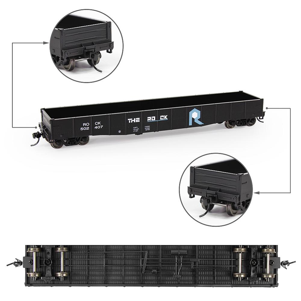 1pc/2pcs HO Scale 53ft Black Printed Open Gondola Car Container Railway Wagons Rolling Stock 1:87 Freight Car C8743PHei