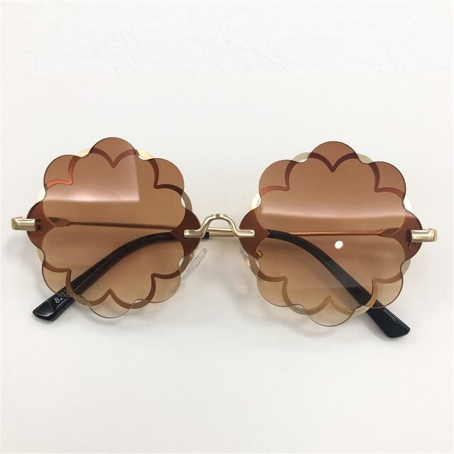 1ps Glasses Flower Goggles Cute Style Party Eyewear Children Outdoor Sun Cute Frame Party Kids Sunglasses Rimless: Brown