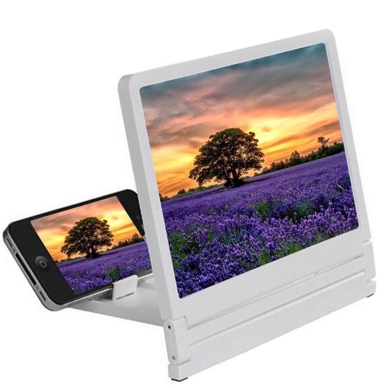 3D Screen Amplifier Mobile Phone Screen Video Magnifier Enlarge 2-3 Times High Definition Amplifier Foldable Smartphone Stand: white