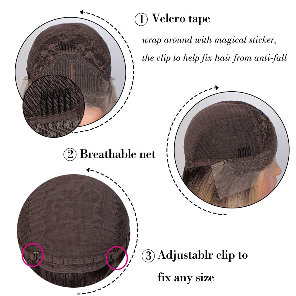 Stamped Glorious Ombre Blonde Lace Front Pruik Korte Rechte Synthetische Pruiken Voor Vrouwen Midden Divisie Haarlijn Hittebestendige