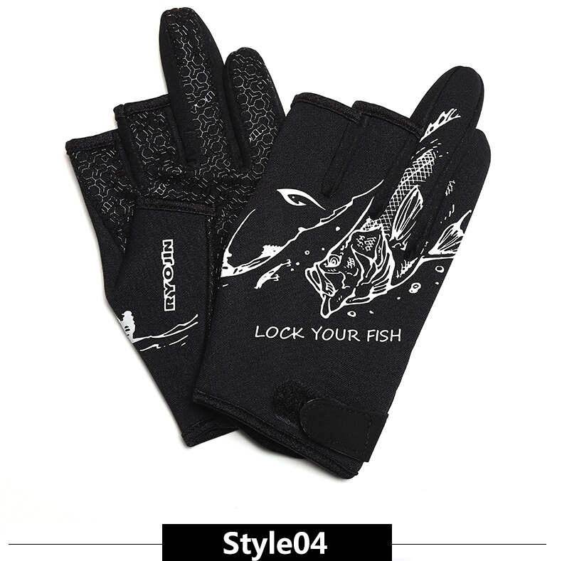 Angeln Handschuhe Drei Finger Geschnitten Wasserdicht Verschleiß-beständig Stoff Tau Handschuhe Angeln Anti-Unterhose Drei Finger Männer: Stil04 / L