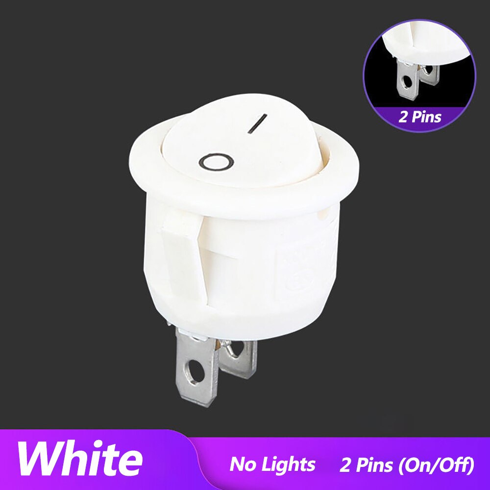 10 Stuks On/Off Knop Ac-2 Terminal Spst Tuimelschakelaar Waterdichte Cap Switcher Ronde Panel Starter Power schakelaars Voor Auto Rv: 10pcs-White-2pins