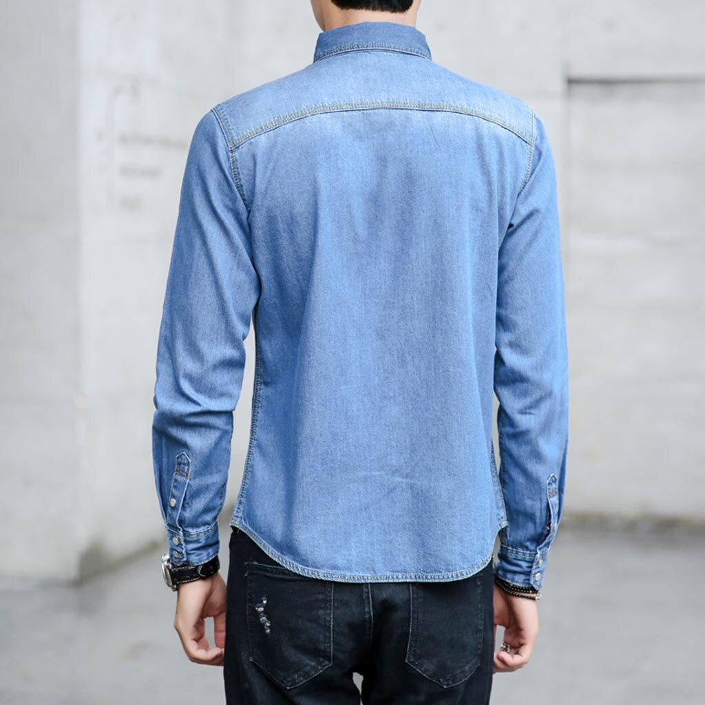 denim shirt Cotton men long sleeve casual shirts Men's Jeans Shirts for Male dress camisa masculina clothes