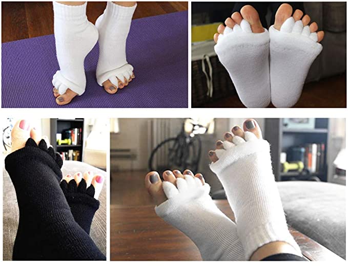 Calcetines separadores de cinco dedos para Yoga y gimnasio, calcetín de alineación para el dolor, masaje de salud, previene calambres en los pies, un par