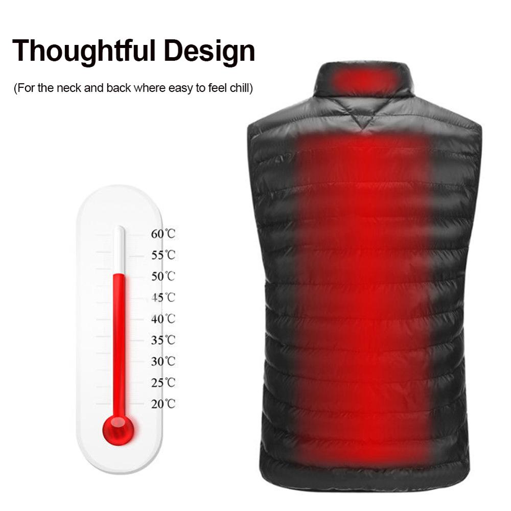 Motorcycle Outdoor Electric Heated Vest Sports Riding Winter Thermal Clothing Feather Warm USB Infrared Heating Waistcoat