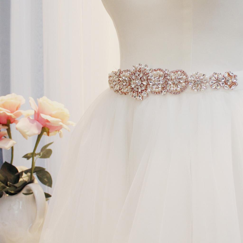 Rhinestone Pearl Bridal Wedding Dress Belt Diamante Sash Beaded Female Dress