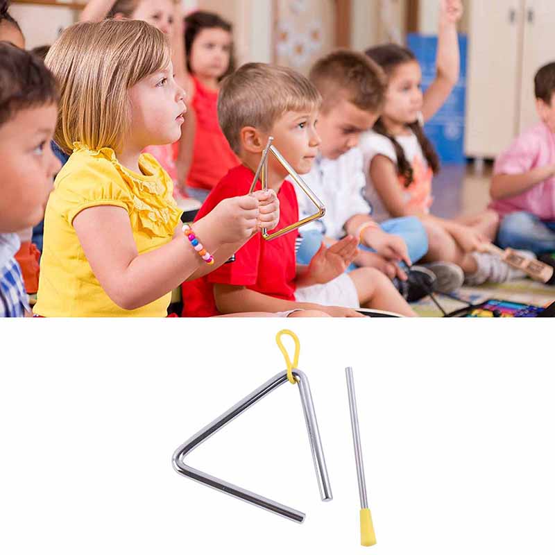 4 Inch Triangular Musical Instruments Percussion Musical Educational Triangle For Kids Children'S Day Musical Instrument