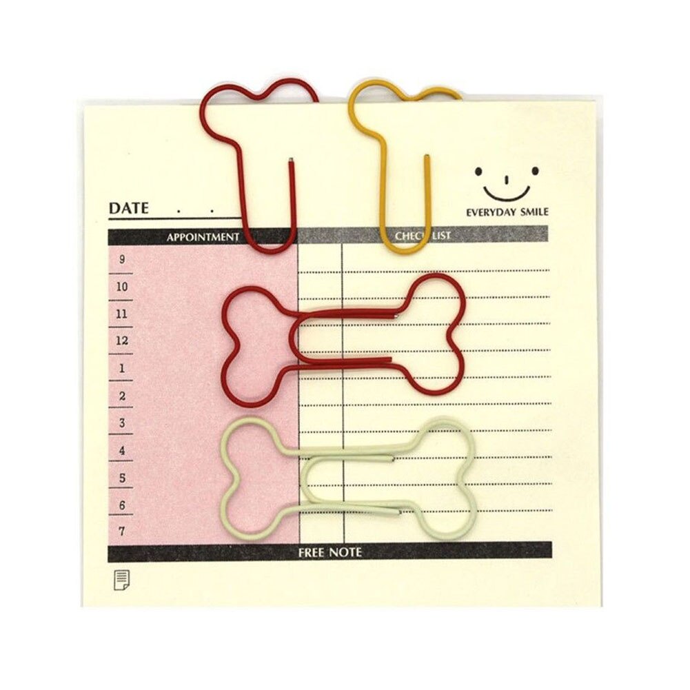 Student Dog Bone Shape Paper Clips Office Bookmark For Scrapbook Metal Useful Crafts 24pcs/pack School Supplies Art Projects