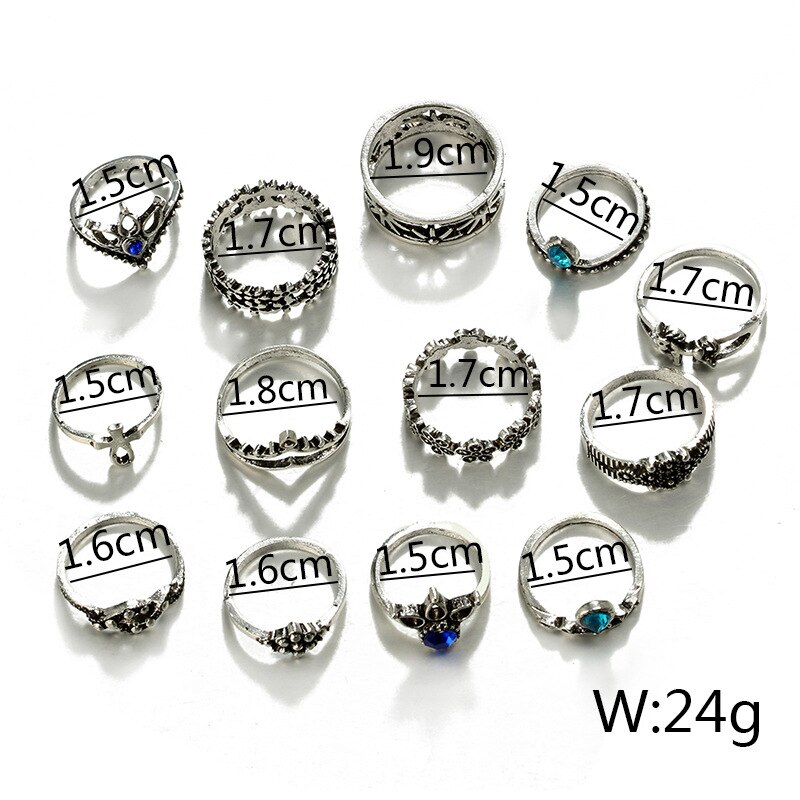 Tocona 13 Stks/set Bohemen Antiek Zilver Kleur Kroon Bloem Eenhoorn Gesneden Ringen Sets Knuckle Ringen Voor Vrouwen Sieraden 4841