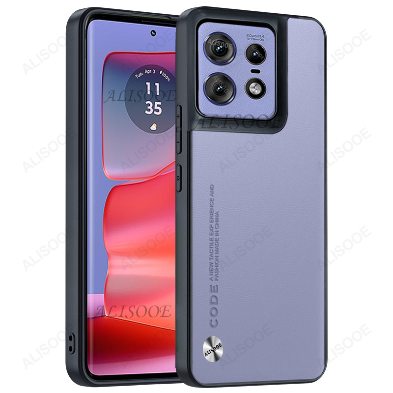 Motorola edge 50 pro 40 neo  g54 -puhelimen suojakuori, kuitukuvioinen pu-nahkainen suojakuori moto edge 50 pro  g14 g34 g84 -puhelimelle.: Abs / Harmaa