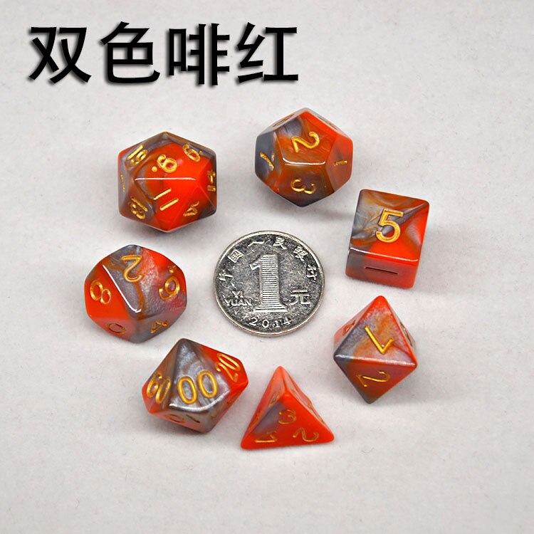 Multi-mix farve 7 stk terning sæt trgp spil polyhedron  d4-d20 multi-facetteret terningtårn akryl dados rpg multi-faced dnd terninger: C