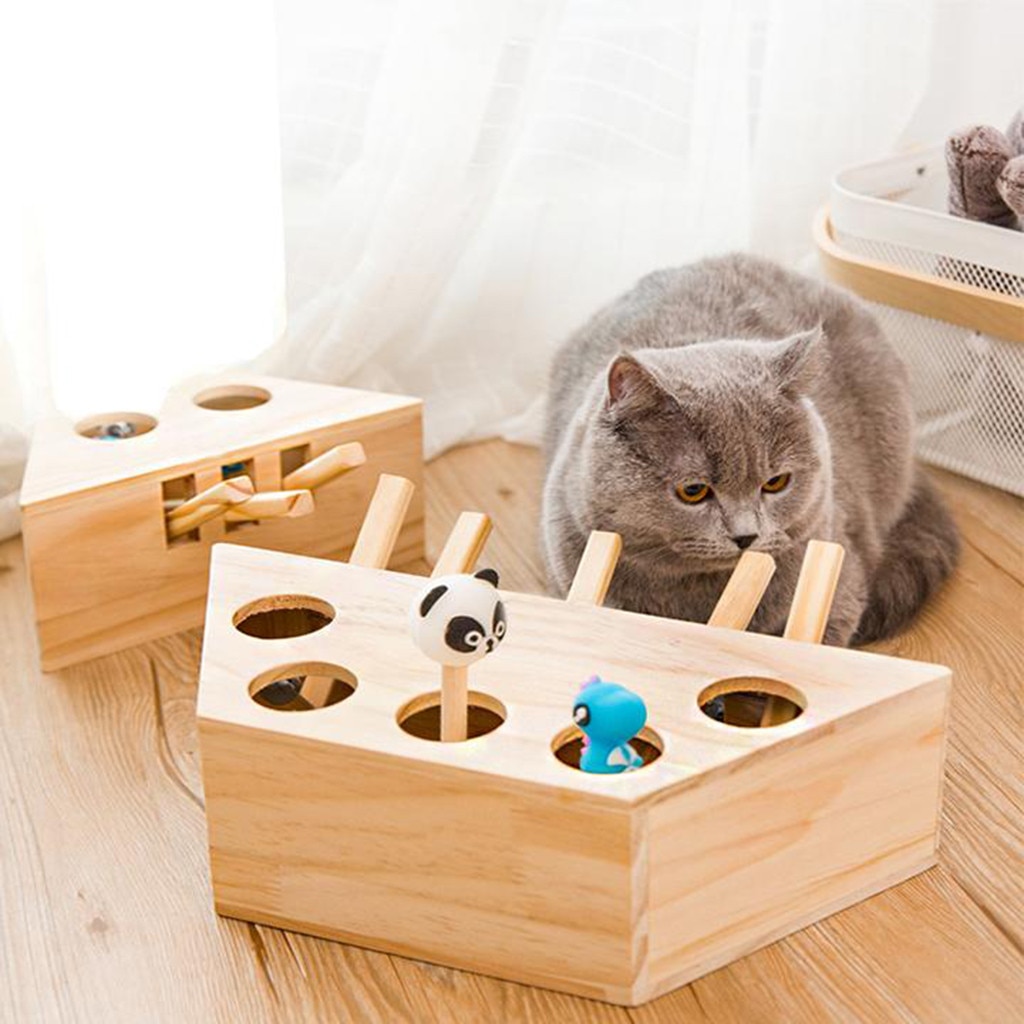 Træ interaktiv kat legetøj fangst jagt sød kat legetøj mus interaktiv sjov hvalp kæledyr legetøj kæledyr leverer katte spil – Grandado