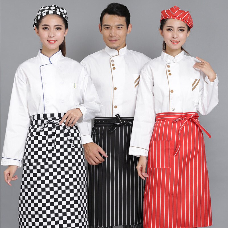 -uniformt kort förkläde med fickor halv midja förkläde restaurang servitörer servitris uniform matservering köksförkläde