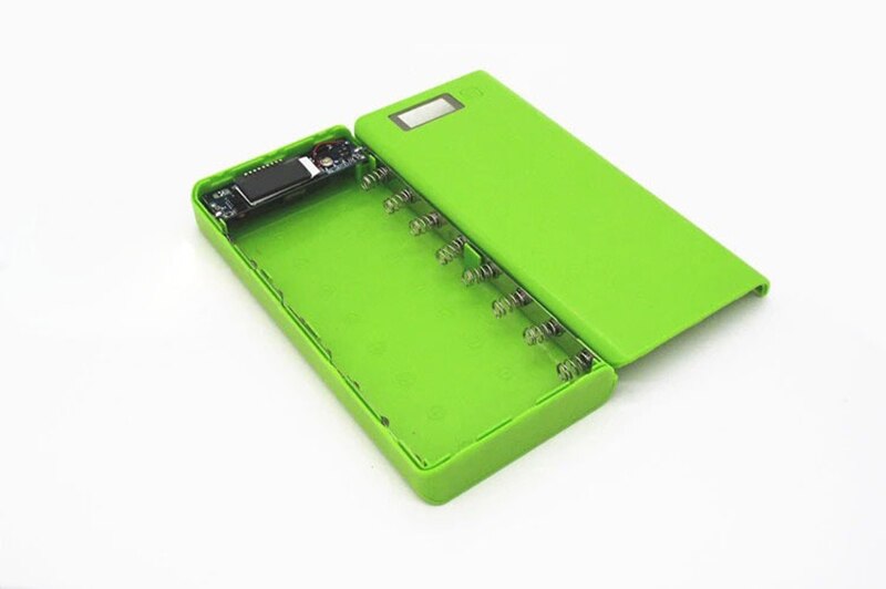 Oaoyeer 8*18650 5V USB Dual funda de Banco de energía de batería Banco de la energía de la batería de almacenamiento de caja externa de cargador caso de Shell: Verde