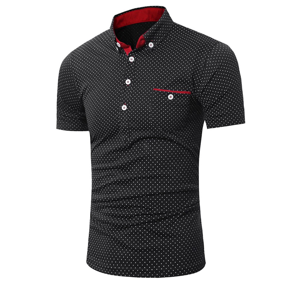 Skjorter herre top casual skjorte herre tøj knap skruet ned krave kortærmet skjorte herre toppe moda hombre 10.4