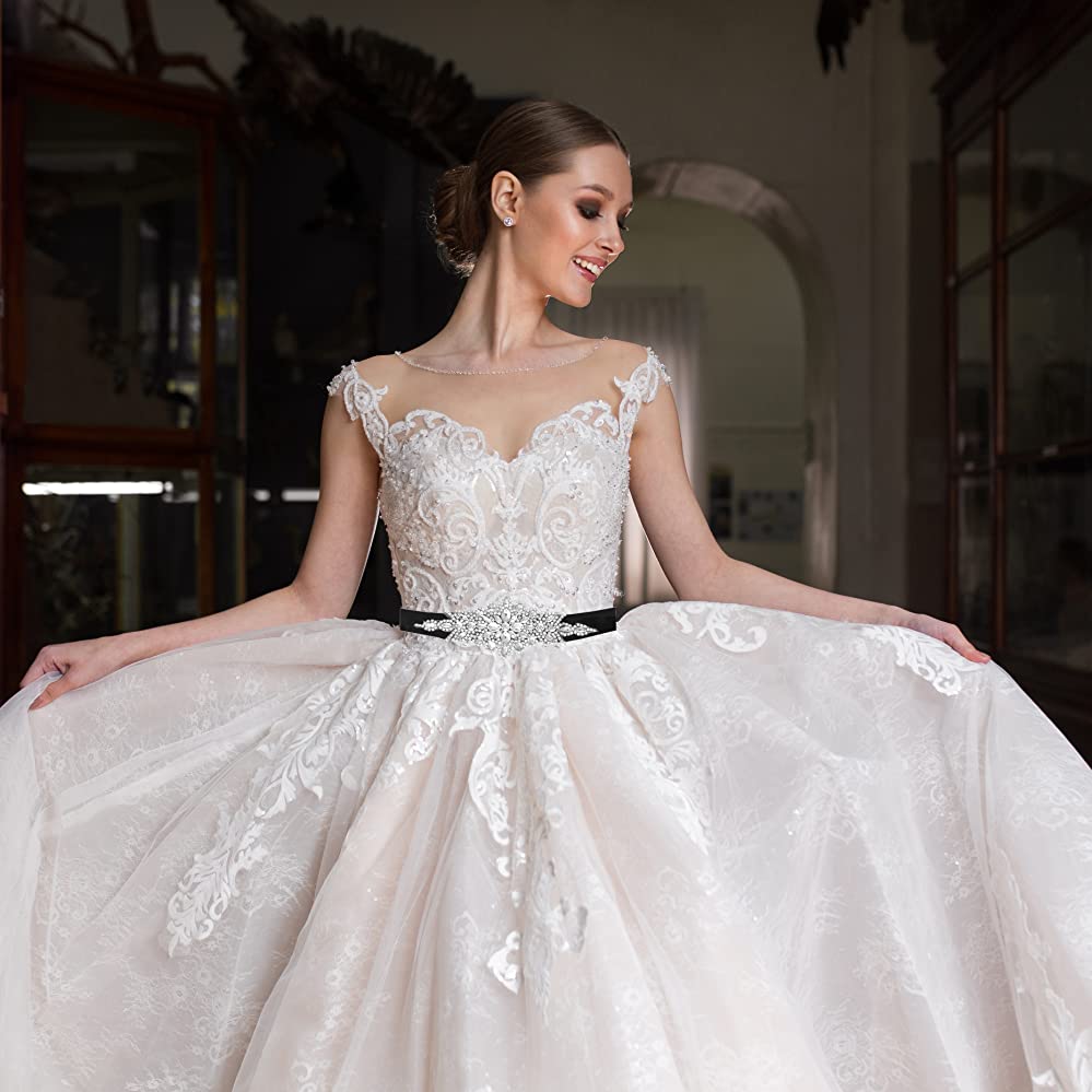 Topqueen  s01 brudebelte kvinner aftenkjole tilbehør perlebelte bredt rhinestone brudebelte brudebelte glitterbelte