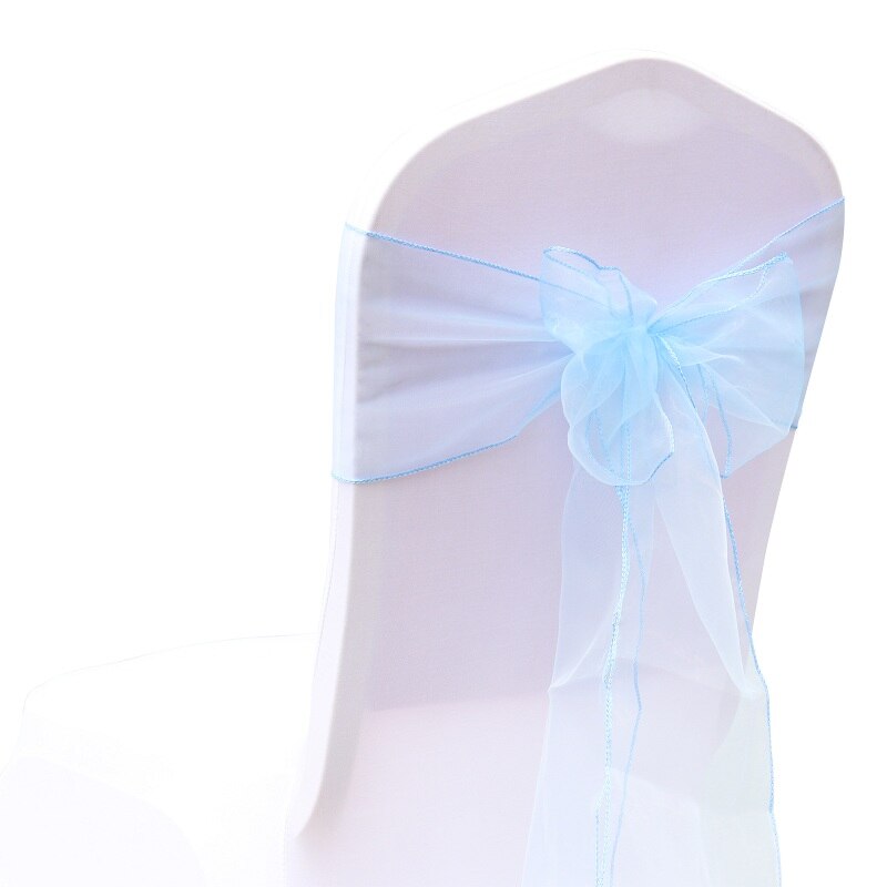 1Stck Organza Hochzeit Stühle Knoten Abdeckung Bogen Dekoration Stuhl Schärpen Bands Stuhl Gürtel Krawatten Für Hochzeiten Party Hotel Bankett Dekor: hell Blau