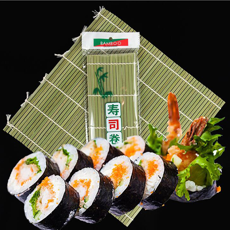 Outils de sushi écologiques rouleau bambou tapis roulants ensemble rouleau Handmake bambou Sushi tapis faisant Kit-vert