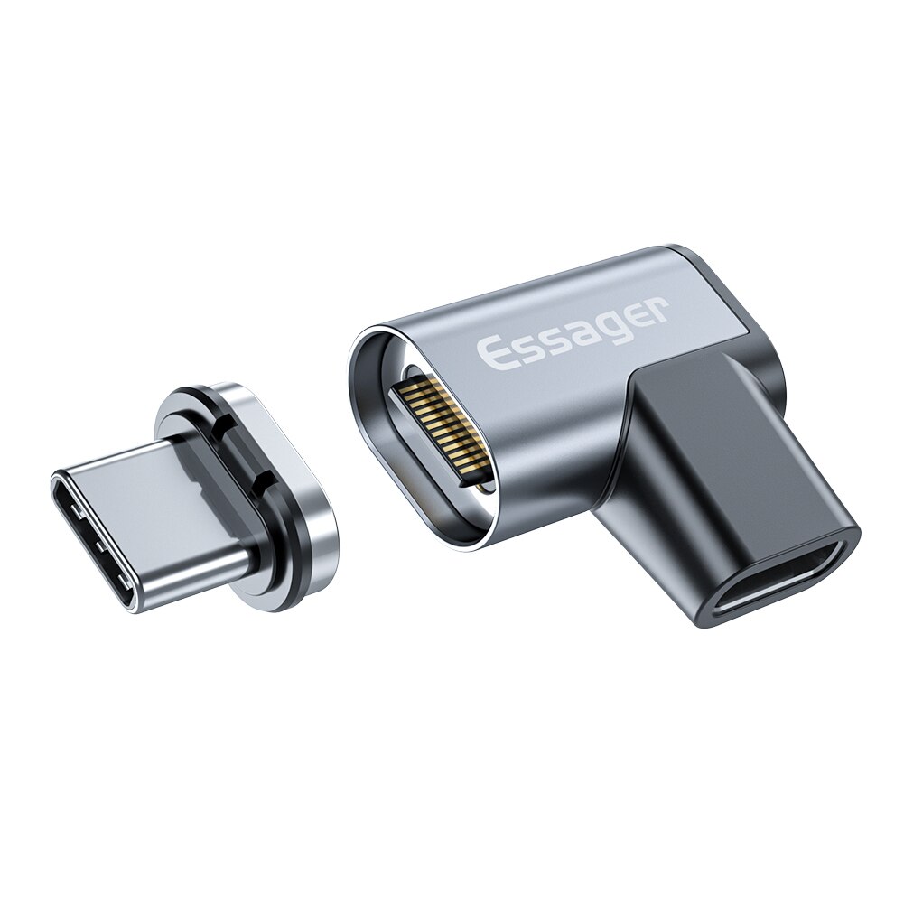 Essager magnetyczny Adapter USB C 24Pin USB 3.1 typ C męski na żeński PD 100W szybkie ładowanie 10 gb/s kabel do transmisji danych 4K dla MacBook Pro powietrza: Default Title