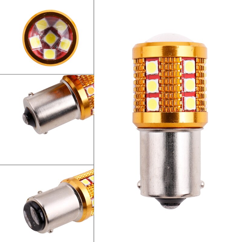 2x luz Led Canbus BA15S P21W 1156 3030 24SMD BAY15D P21/5W 1157, lámpara LED para luces de señal de giro de coche, blanco ámbar DC 12V