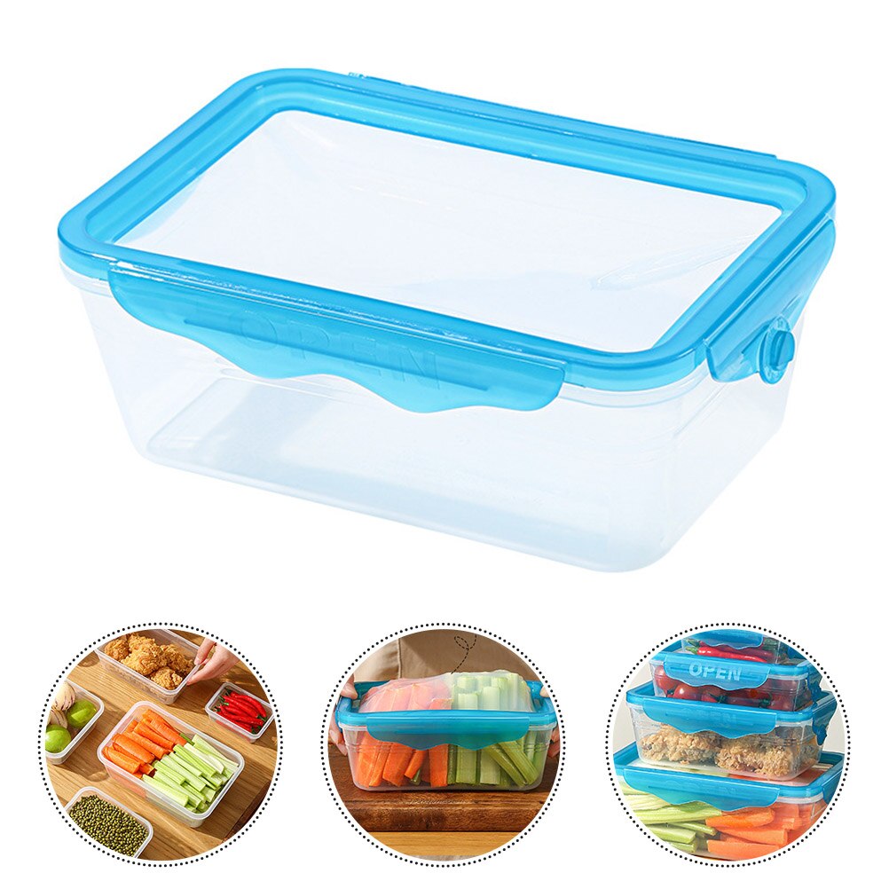 Plastic Food Storage Container Rectangular Fresh-Keeping Food Box for Kitchen: Default Title