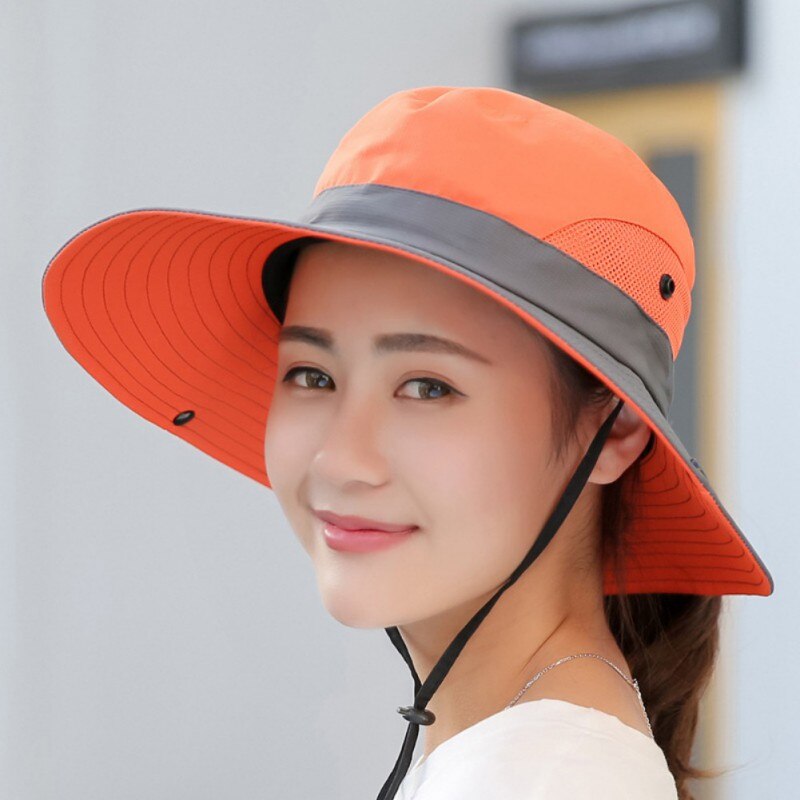 Paardenstaart Zonnehoed Vrouwen \ 'S Outdoor Uv-bescherming Opvouwbare Mesh Brede Rand Strand Vissen Cap