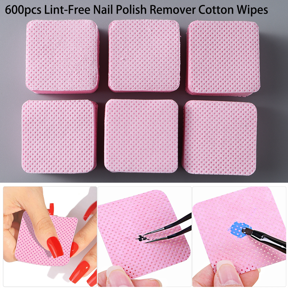 600 stücke Fusselfreien Nagellack Entferner Baumwolle Tücher UV Gel Tipps Entferner Reiniger Papier Pad Nägel Polnischen Kunst Reinigung maniküre Werkzeuge