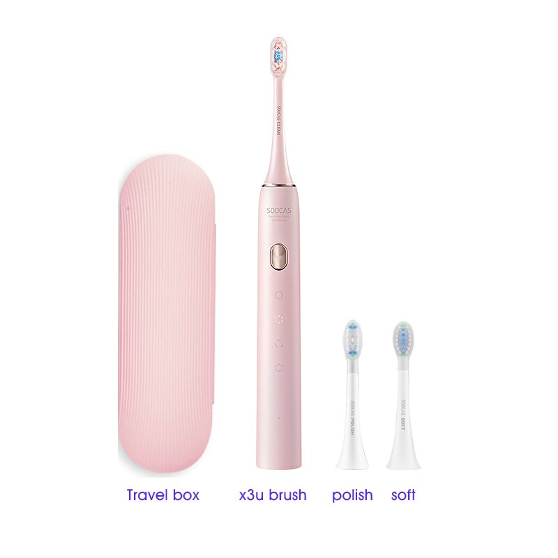 Soocas  x3u sonic elektrisk tandbørste ultralyd automatisk opgraderet hurtigt ladbar voksen vandtæt tandbørste: X3u lyserød standard