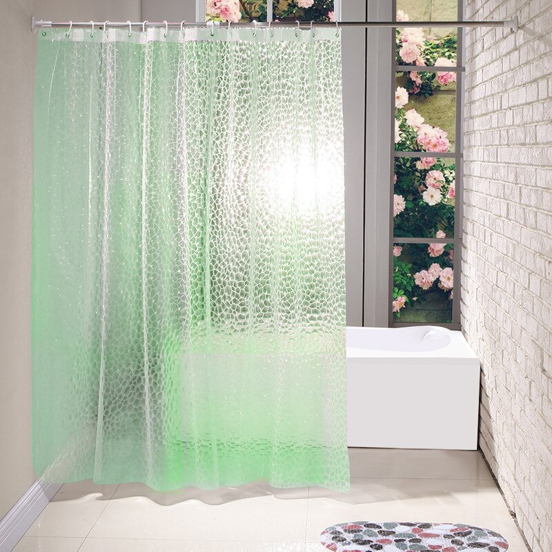 Tenda da doccia 3D impermeabile con 12 ganci da bagno trasparente per la decorazione domestica accessori da bagno 180X180cm 180X200cm: green / 180*180 cm