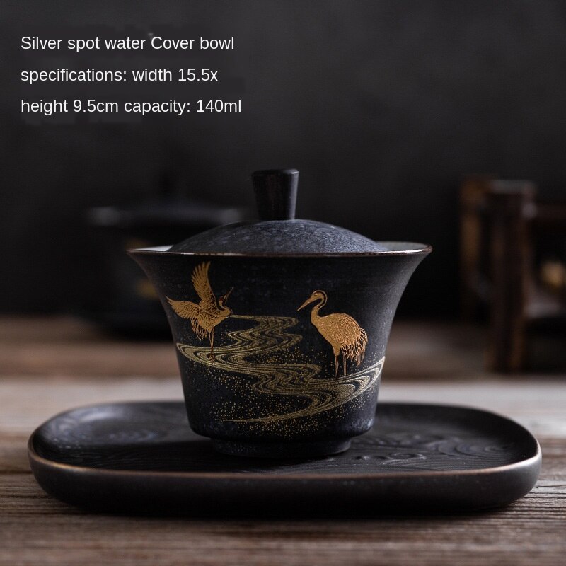 Vintage sølvplet gai wan cha kop husholdning keramik dronning sancai tureen kung fu te skål te sopera de ceramica gaiwan: Afdækningsskål b