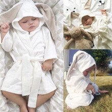 Dreng pige 3d kanin bruser håndklæde kjortler baby toddler børn hætteklædt bad fleece vinter badning baby tøj