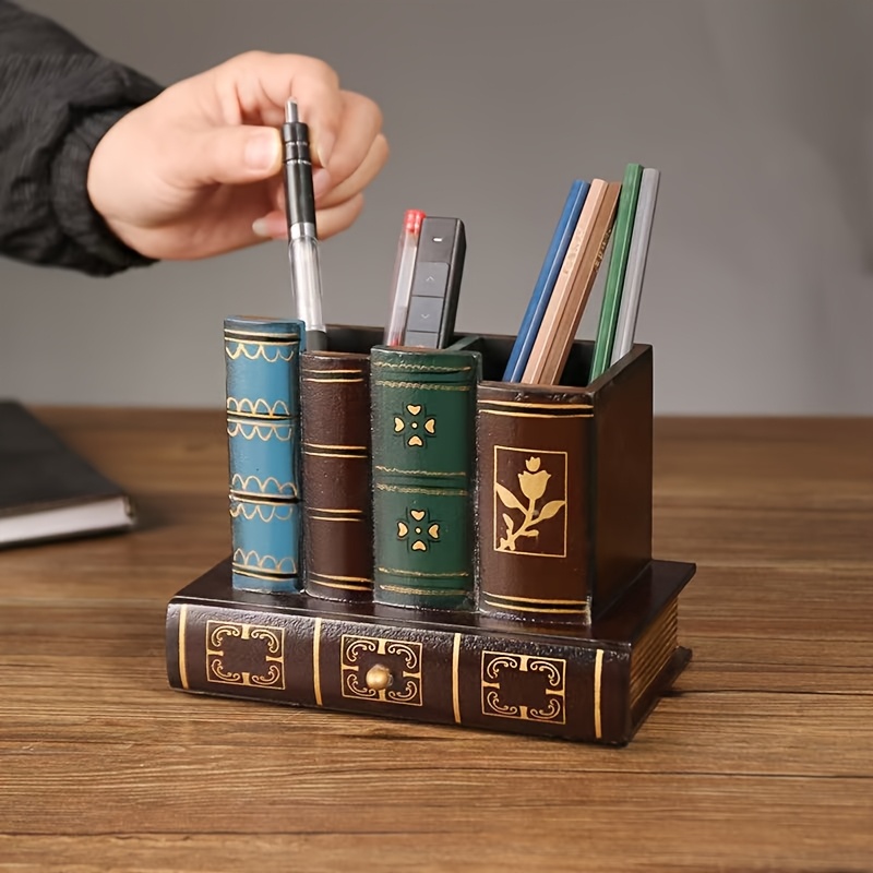 Portalettere Da Tavolo In Legno Stile Vintage - Organizer Per Documenti, Riviste, Penne, Ideale Per Ufficio E Casa, Colore Marrone