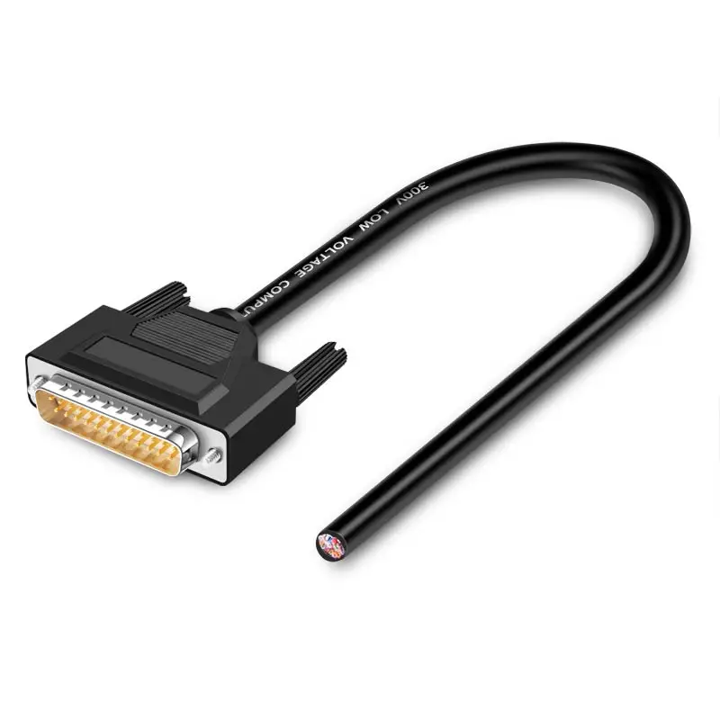 DB9 DB15 DB25 Connector Cable 24AWG 9/15/25 Pin Soldering-free Signal Line Male Female RS232 Serial Port Plug Shielded Data Wire: black / 5-9Pcs