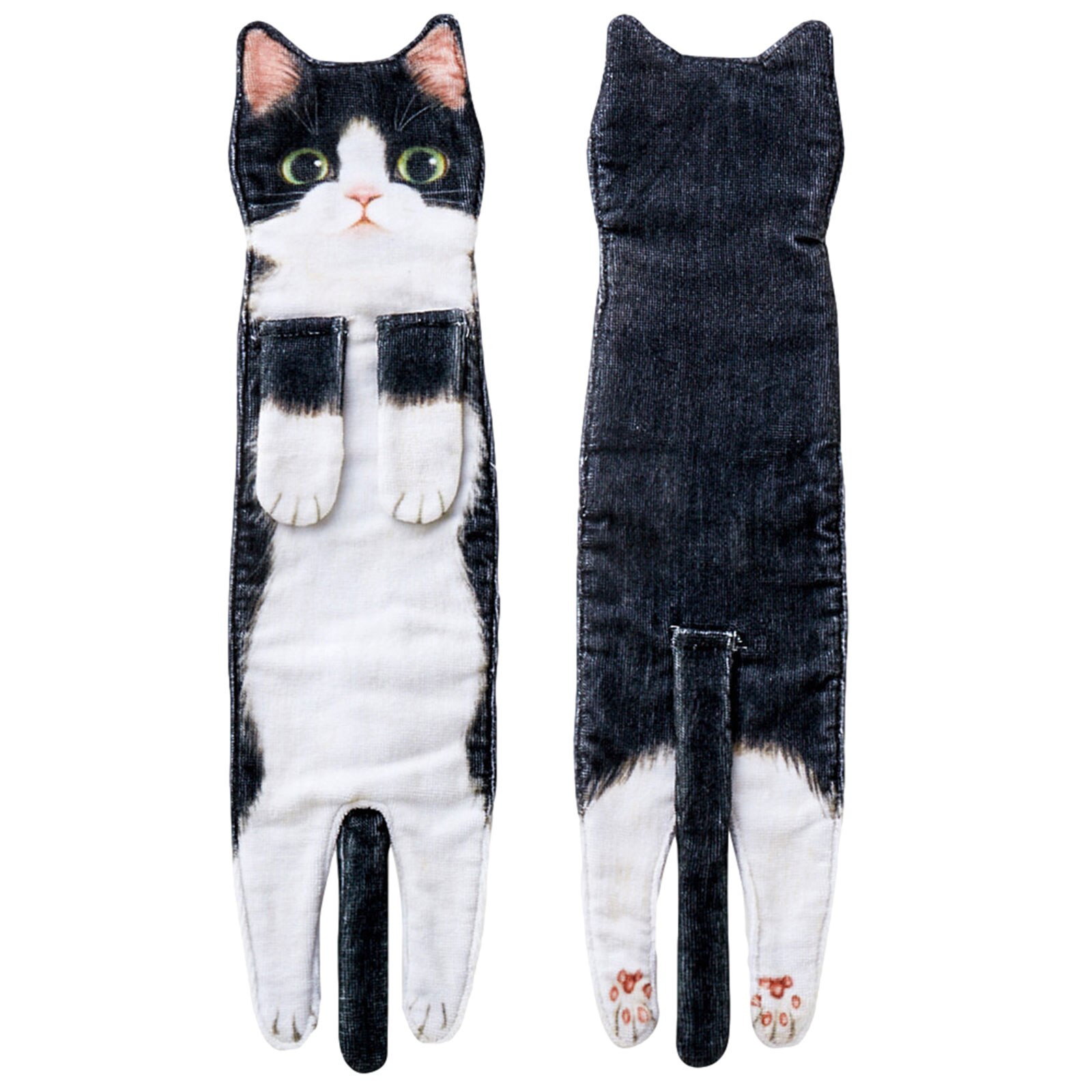 6 Styles Newest Cat Hand Towels Long Cat Shape Wipe Handkerchiefs Bath Towels for Bathroom Kitchen: E