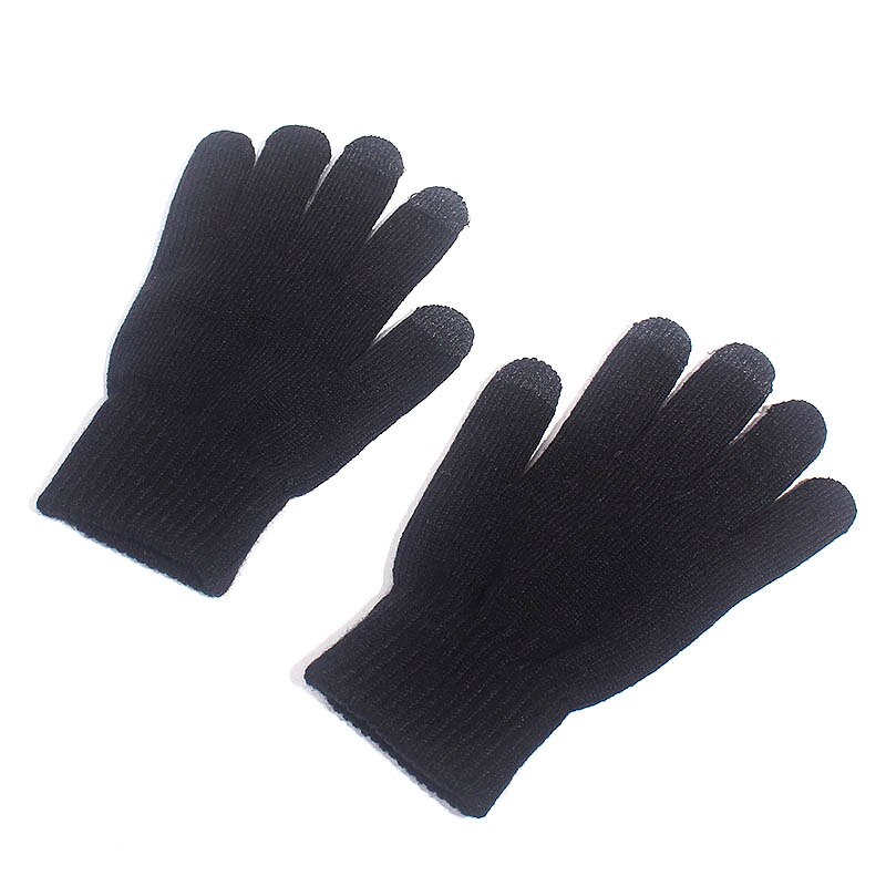 Hats Scarves Gloves Three-Piece Set Men Women Winter Warm Screen Touch Hat Thickscarf Glove Suits Boys Girls Beanies Scarf Set: Gloves A