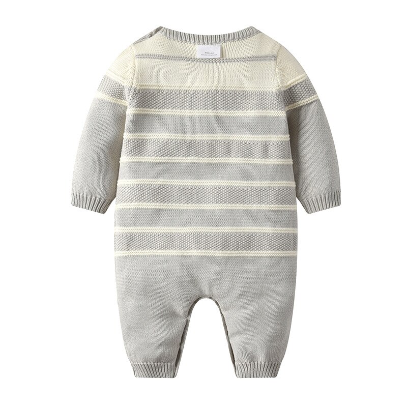 Mode Pasgeboren Baby Jongen Meisjes Winter Kleding Warm Knit Trui Streep Lange Mouwen Katoenen Peuter Vest Romper En Hoed Set