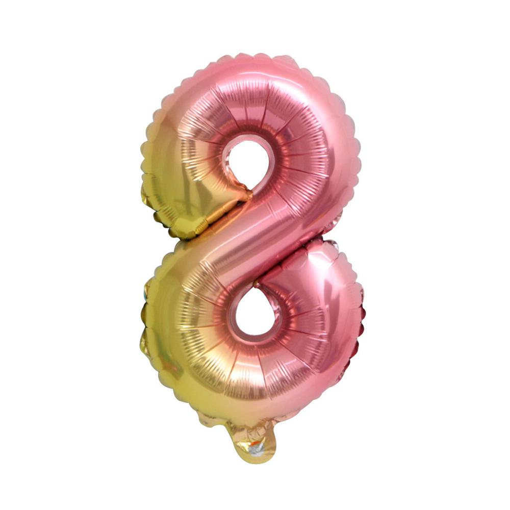 1pcs Rainbow Number Balloons Gradient Heart Star Love Happy Birthday Balloons for Birthday Baby Shower Anniversary Wedding Party: number 8