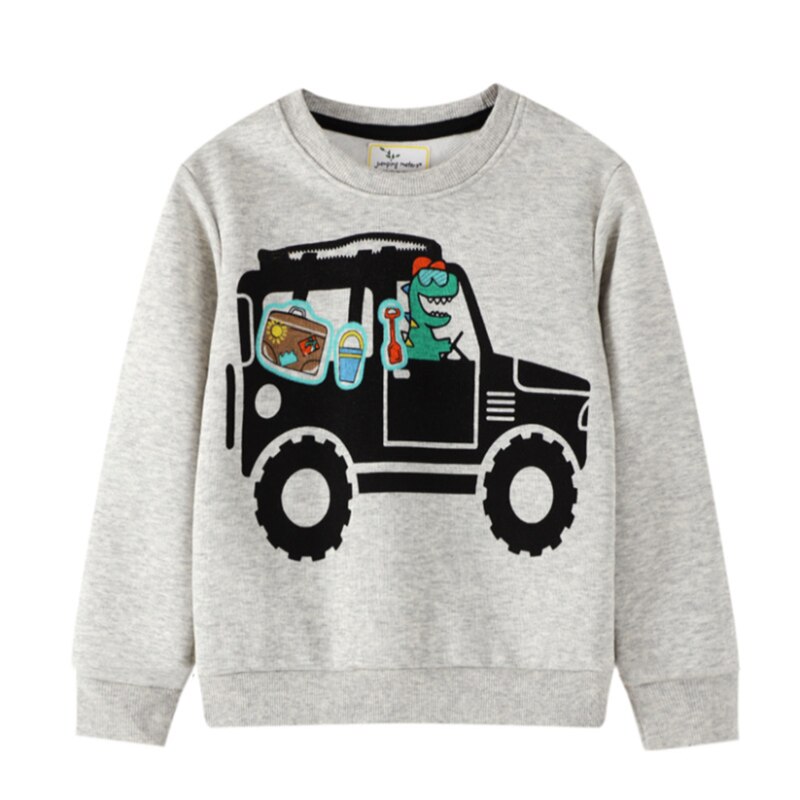 Springen Meter Aankomst Katoenen Baby Sweatshirts Met Dinosaurussen Applique Streep Jongens Meisjes Tops Peuter Sport Kleding: T3092 Grey / 7T