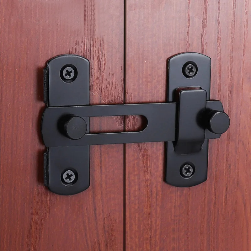 Deurslotbeschermer Klinkbout 90 180 graden roestvrij staal Toggle Latch Schuifdeurslot Zwart ijzer Rechte hoek schuurslot