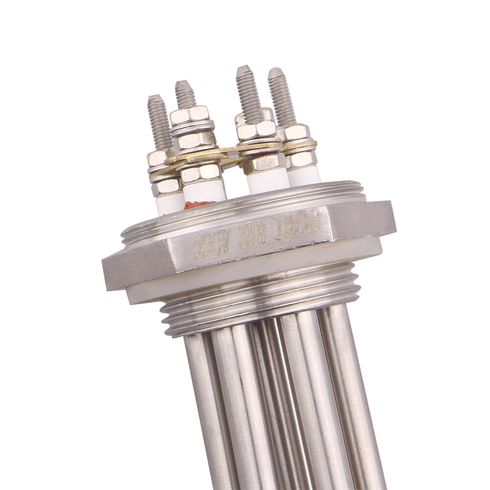 DERNORD Heater with Probe Tube 220v/380v 3KW DN32 / 42MM Thread SUS304 Heating Resistance Element Immersion Water Heater Element