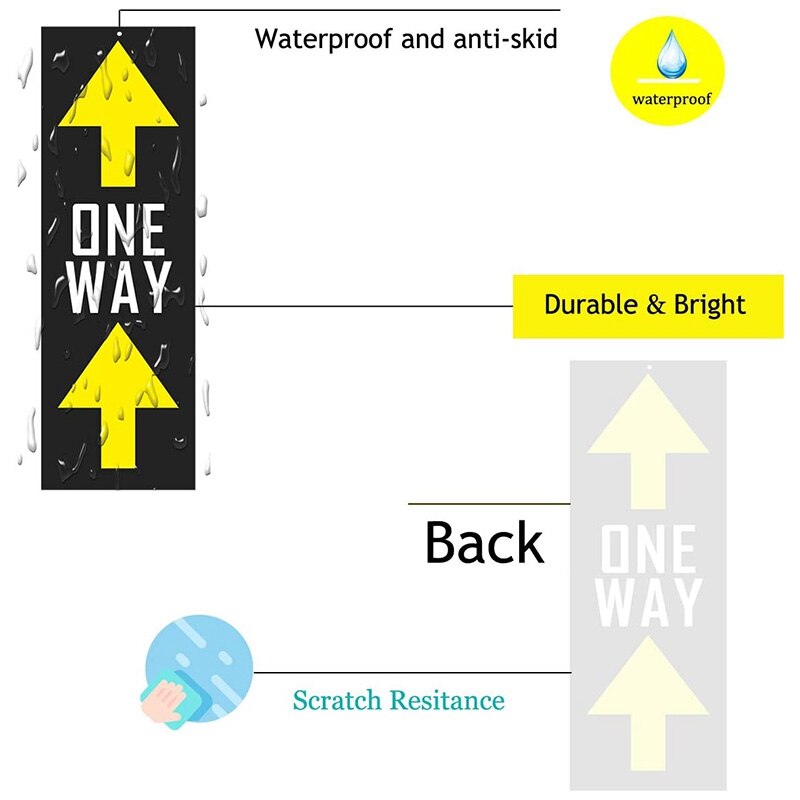 10 Direction Signs Are Used to Indicate the Social Distance Between Ground Signs and Ground Signs 42 x 14cm Rectangular