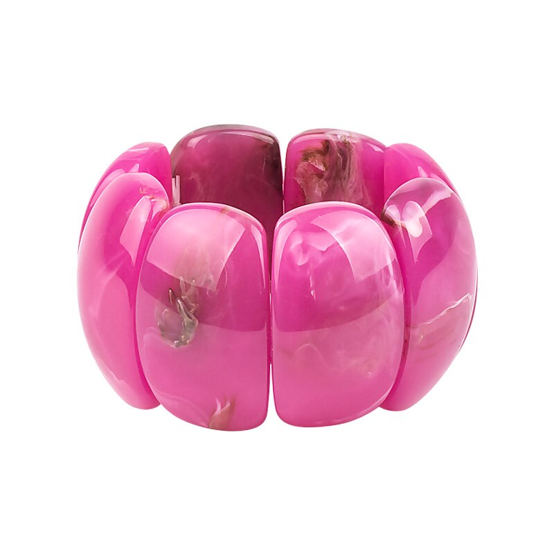 Brazalete clásico de resina para mujer, pulseras grandes de , brazaletes geométricos anchos de acrílico elástico, joyería Simple con dijes para mujer: pink