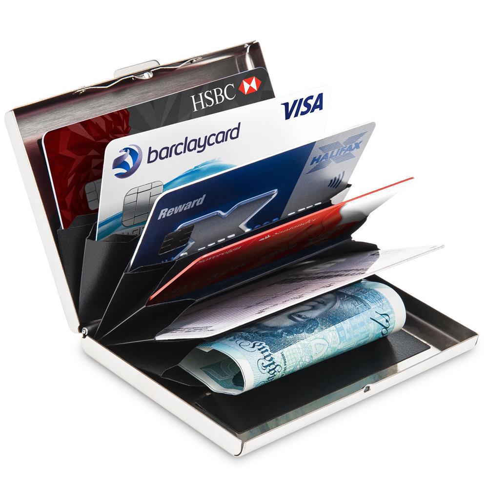 Aluminium metal tynd anti-scan kreditkortholder rfid blokerende tynd tegnebog sag, visitkort, bankkort rustfri opbevaringsboks
