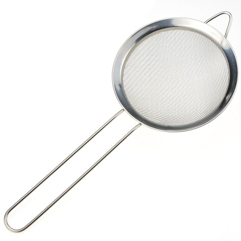 Stainless Steel Fine Wire Colander Long Handle Kitchen Flour Mesh Sieve Sturdy Oil Strainer Sifter