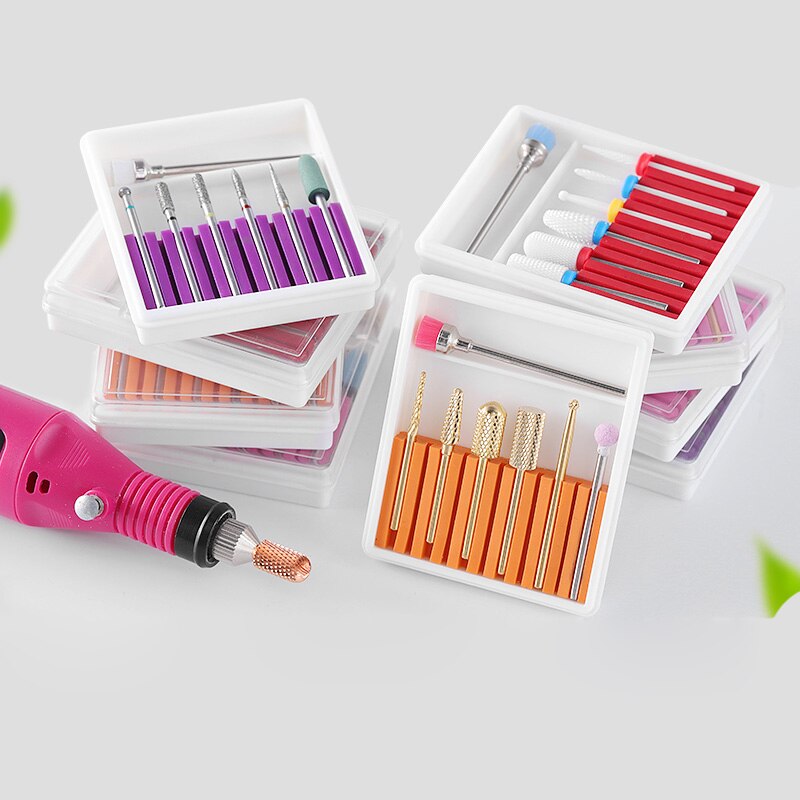 7PCS Ceramic Diamond Nail Drill Bits Set Milling Cutter Set Manicure Rotary Burr Clean Bits Electric Machine Accessory Nail File