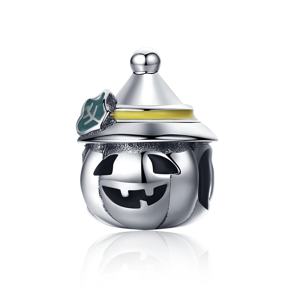WOSTU Halloween koraliki 925 Sterling srebrna czaszka dynia magia przewodnik Charm Fit oryginalna bransoletka wisiorek straszne Party biżuteria: FIC164