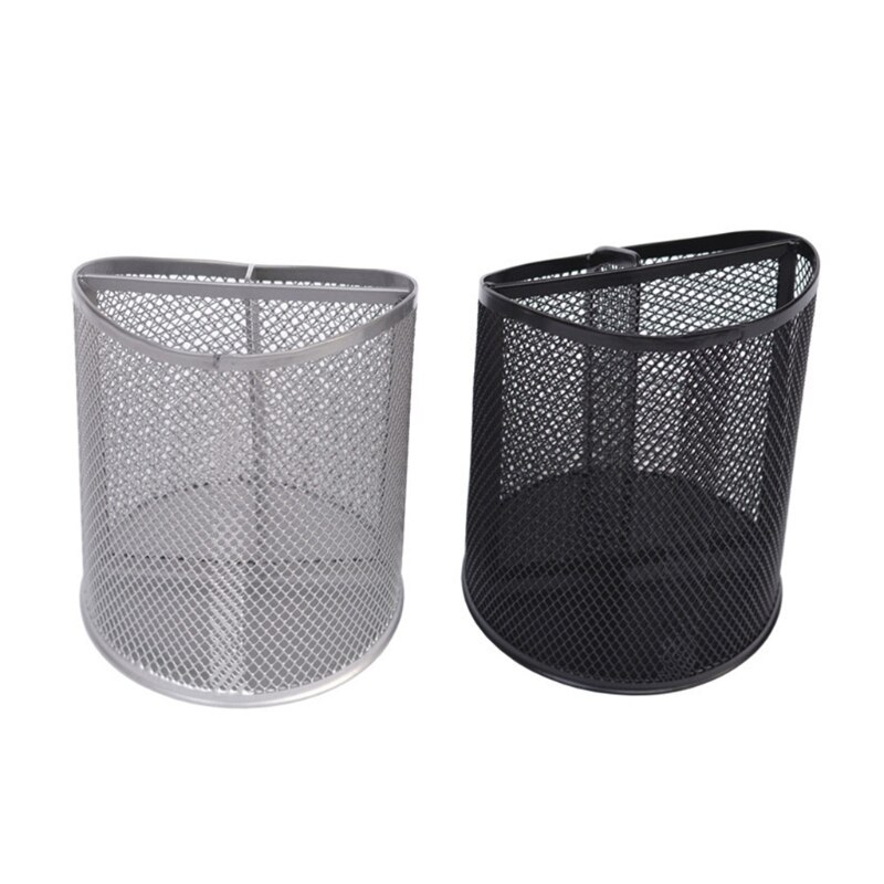 Ronde Stalen Mesh Potlood Pen Pannenlap Pen Case Box Art Supply Organizer Art Penselen Zwart En Zilver
